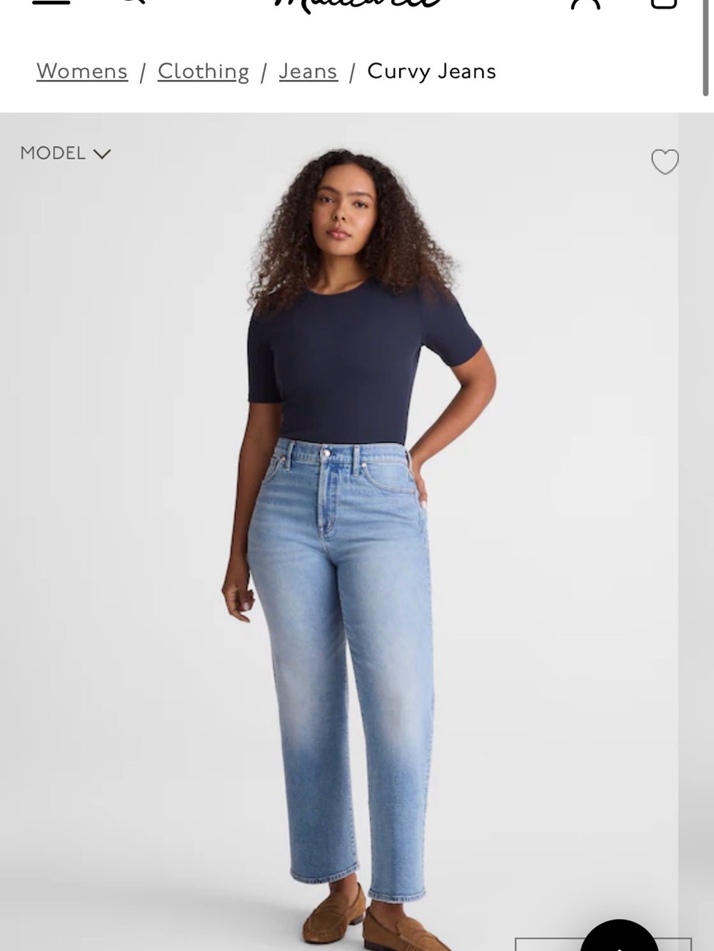 Madewell Curvy Light Blue Cropped Wide Leg Jeans